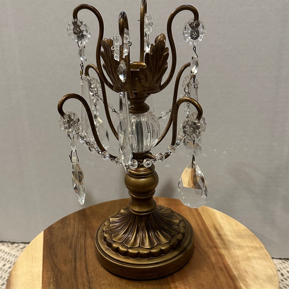 Pair Elegant Bronze and Crystal Table Accent